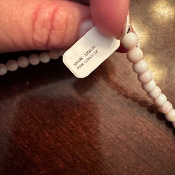 Native Pink Conch and Silver Navaho Bead Necklace - Picture 2 of 8